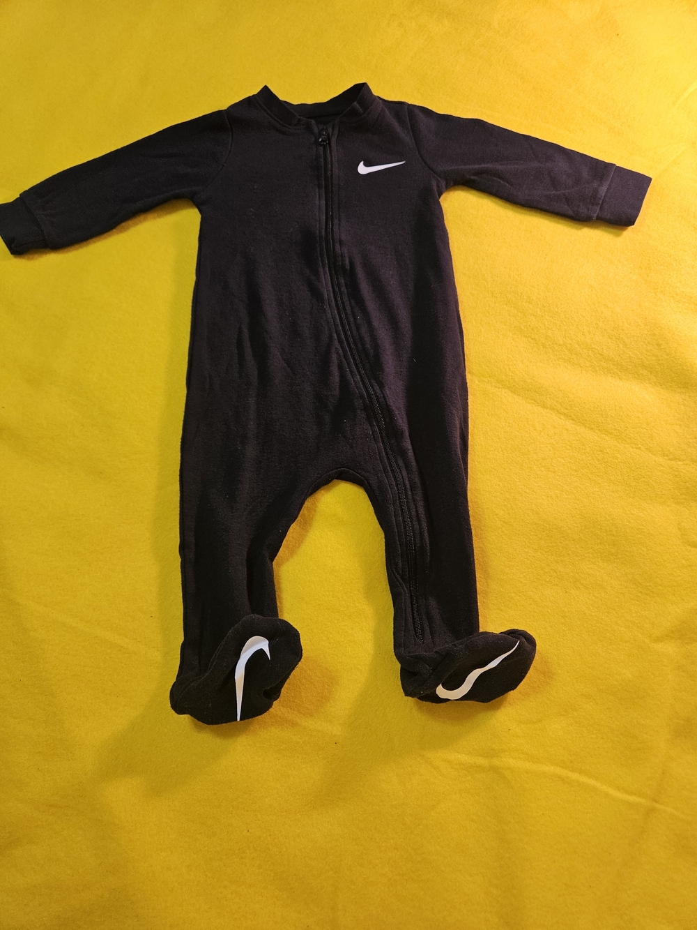 Nike Black Footed Infant One-Piece with White Swoosh